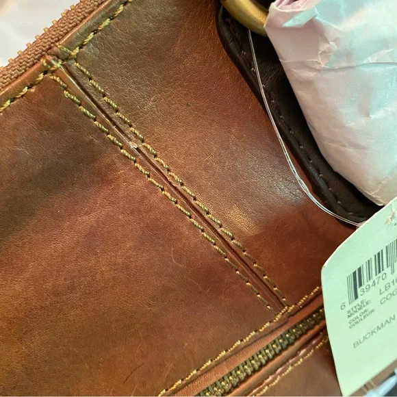 Lucky Brand Buckman Tote in Cognac with zipper close and zip pockets NWT - Picture 6 of 16